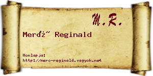 Merő Reginald névjegykártya